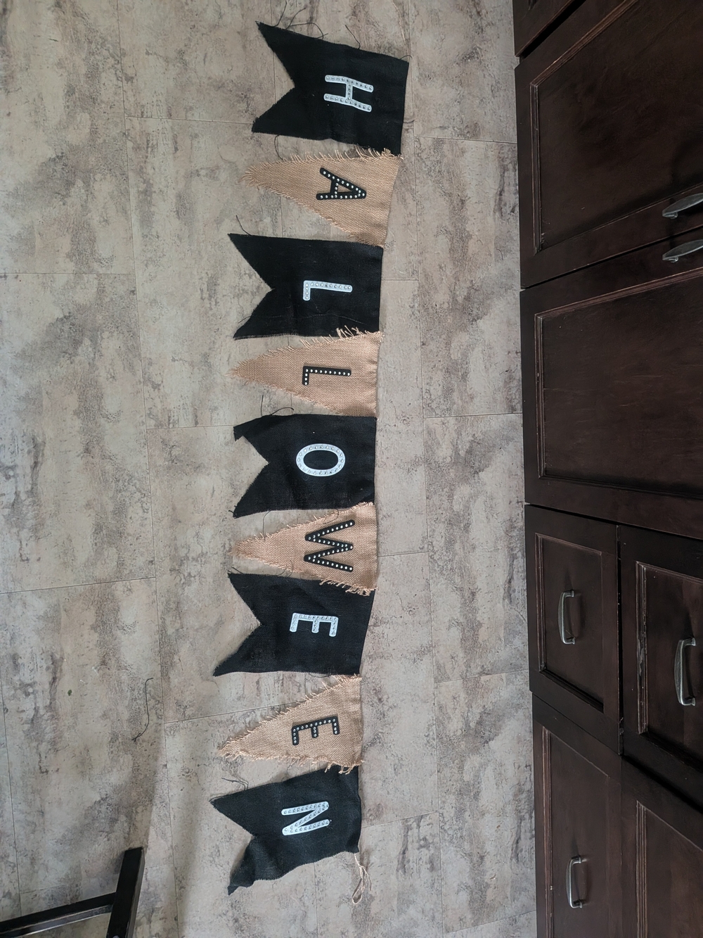 Rustic 'HALLOWEEN' Burlap and Black Pennant Banner